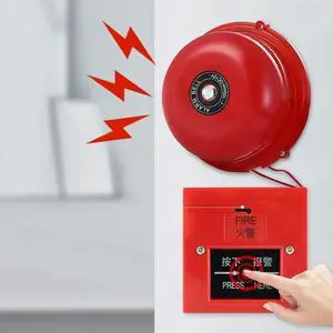 4 Inch Manual Call Point Fire Alarm Pull Station & AC 220V 100db Schools Fire Alarm Bell Internal Strike Bell System Accessories