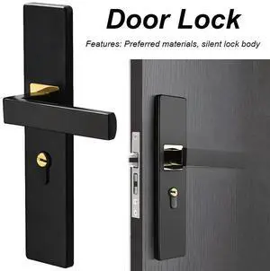 Mute Door Lock Anti-theft Mechanical Door Lock Split Handle Door Handle Lock with Keys Security Entrance for Interior Wood Door