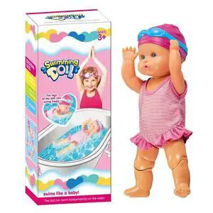 Swimmer Doll Waterproof Kids Bathroom Bath Toy with Movable Joint and Detachable Suit Baby Bathtub Toy Birthday Gift for Kids