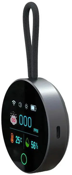 3 In 1 Carbon Monoxide Detector Rechargeable CO Air Monitor CO Temperature Humidity Detector for Outdoor Camping RV Car