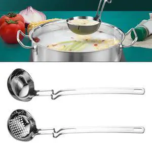 Stainless Steel Soup Spoon Set: Effortless Oil Separation & Easy Cleanup For H-ome Kitchen Accessory