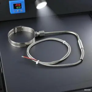 EGT K Type Right Angle Temperature Probe 80 by 5mm with 1 Meter Stainless Steel Mesh Cable Fiberglass Insulation High Accuracy