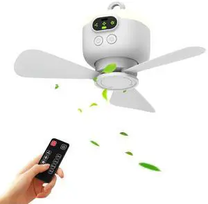 Portable Wireless Ceiling Fan Light with Remote Control Camping Fan Tent Fan Outdoor Fan for Outdoor Camping Dorm