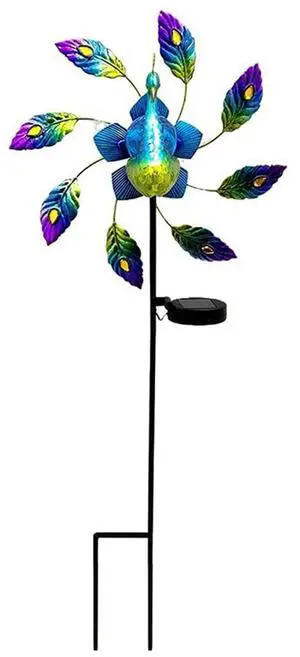 Solar Windmill Decorative Light Colorful Iron Wind Spinners Ground Plug Light Lighting Ornaments Home Decor for Holiday Party