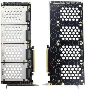 4-Port NVMe Interface PCIe X16 Conversion Card Motherboard Support PCIe X4x4x4x4 Bifurcation with LED Indicator for PC