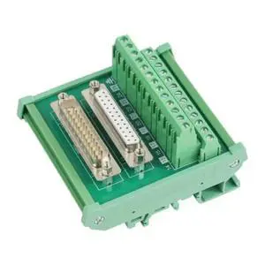 DB25 Male to Female Terminal Block Adapter for DIN Rail Mounting with Wide Temperature Range and 18 to 26 AWG Wire Support
