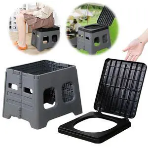 Portable Folding Toilet with Lid Foldable Outdoor Camp Toilet Multifunctional Outdoor Toilet Seat for Emergencies