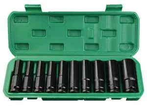 1/2 Inch Extended Electric Wrench Socket Set Deep Socket Set Hexagonal Hex Socket Set with Box Air Pneumatic Repair Tool