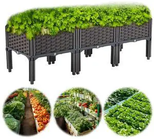 Plastic Raised Garden Bed with Drainage Holes Raised Planter Box Elevated Planting Container for Garden Patio Balcony Restaurant