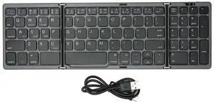 Foldable Bluetooth 5.1 Keyboard with Numeric Key 81 Keys Powered Type C Interface Pocket Size Bluetooth Keyboard for PC