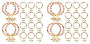 60Pcs Angel Wing Rosary Rosary Bracelets Baptism Beaded Bracelets For Women Girls Boy Baptism Favors Communion