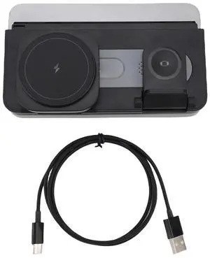 Universal 4 in 1 Magnetic Wireless Charger Magnetic Adsorption Fast Charging Station Phone Stand with Ambiance Light and Clock