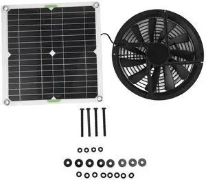 Premium Solar Panel Fan Kit 10in 100W Waterproof Solar Panel Round Ventilation Case Exhaust Fan for Chicken Coop Greenhouse Shed