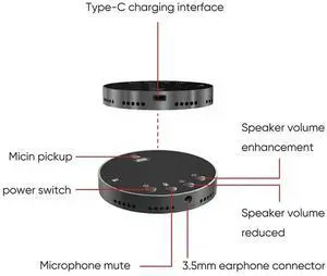 Desktop Conference Speakerphone BT Microphone 360° Omnidirectional Condenser Plug And Play PC Computer Mic With Speaker