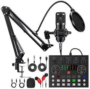 BM800 V8s For Karaoke Podcast Recording Professional Audio Condenser Mic With Sound Card Equipment