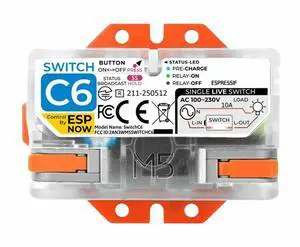 For M5stack Wi-Fi Switch Single Live Wire ESP32-C6 Chip Remote Control Energy Efficient Home Automation
