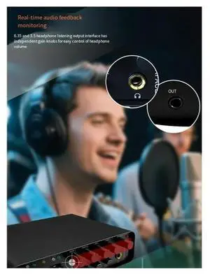 Professional Sound Card Audio Interface With Monitoring Function Electric Guitar Live Recording For Studio Singing Micropho