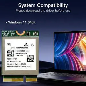 MT7927 7 8774M Wireless Network Adapter Tri-Band 2.4G/5G/6G Bluetooth 5.4 Gigabit Network Card MT7927 7 8774M Wireless Network Adapter Tri-Band 2.4G/5G/6G Bluetooth 5.4 Gigabit Network Card