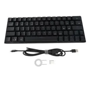 Professional Mechanical Keyboard 64 Keys RGB Wireless 2.4G BT3.0 5.0 Type C Wired Connection Ergonomic Black Mechanical Keyboard