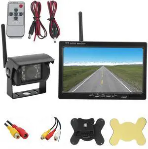 Vehicle Backup Camera System Rear View Camera 7in Display Monitor IR Night Vision IP68 Water Proof Kit for Bus Truck Trailer RV