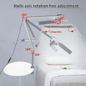 30W Professional Eyelash Lamp 26-Inch Folding Cantilever Half-Moon Lamp With Desktop Clamp And Remote Control US Plug