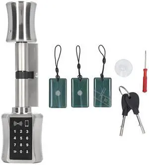 Keyless Electric Door Lock Stainless Steel Brass Low Consumption Cylinder Lock with Emergency Interface Secure Accessory