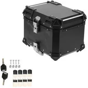 Protable Motorbike Box Trunk Carrier  Black 45L Motorcycle Adventure Aluminum Top Case Tail Box Luggage Top Box Tail Box