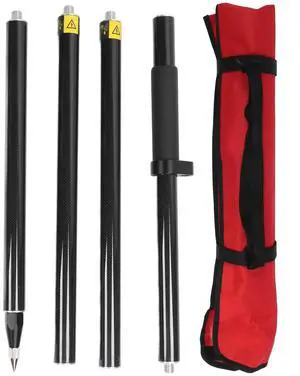 2 Meter 4 Section Survey Pole RTK GPS Carbon Fibre Surveying Total Station Detachable Prism Pole with Level Bubble 0mm Constant