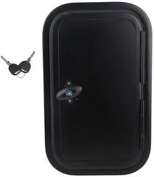 RV Compartment Access Baggage Door Black Heavy Duty Square Rounded Corners RV Baggage Hatch Door With Flat Lock and Keys