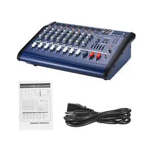 8 Channel Powered Mixer Amplifier Digital Audio Mixing Console Amp 48V Phantom Power USB/ SD Slot for Recording DJ Stage Karaoke