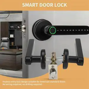Fingerprint Smart Door Lock Door Knob With Keypad Keyless Entry Door Lock With Handle For Home Hotel Office Apartment-N33R