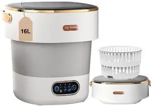 Portable Washing Machine,Mini Washer 16L Upgraded With Spin Basket,Small Clothes Folding Washing Machine Of Underwear, Baby And Small Clothes,Suitable For Home Apartments Dormitories, Hotels Ash Gray