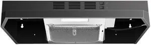 Black Range Hood 24 inch,Ductless Range Hood Under Cabinet,Black Coating Stainless Kitchen Exhaust Hood with 2-speed Fan,230 CFM,Rocker Switch,Hard-wired Stove Vent Black Ventless