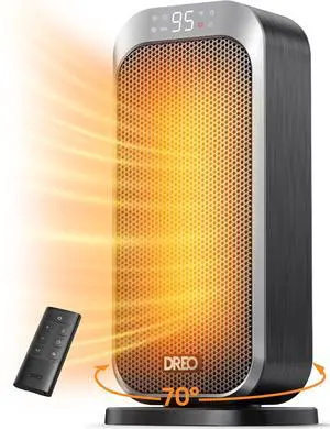 Quiet Space Heater, 1500W Portable Heaters for Indoor Use with Remote, 70° Oscillation, Fast and Safety Electric PTC Ceramic for Desk Office Bedroom, 12H Timer