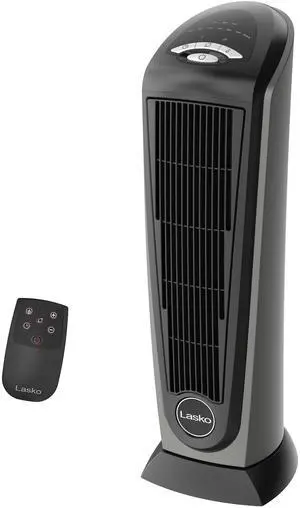 Tower Space Heater Indoor, Compact Electric Heaters for Indoor Use, Small Space Heater with Remote, Ideal  Space Heaters for Indoor Use, 22.5 Inches, Grey/Black, 1500W, 751320