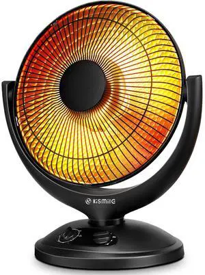 Oscillating Parabolic Space Heater with Thermostat and Timer, Radiant Dish Heater with Tip-Over and Overheating Protection For Indoor Use, 800w