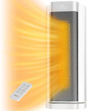 3rd-Gen  Space Heater with AI Thermostat, 1500W PTC Electric Heaters for Indoor Use With Remote, 70° Oscillation, Utmost Silence, Safe Portable for Office, Bedroom, Room, Home (White)
