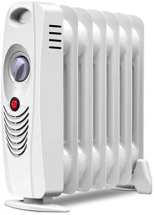 700W Portable Space Heater, Oil-Filled Radiator with Adjustable Thermostat, Overheat Protection, Electric Heater for Home, Bedroom, Indoor Use