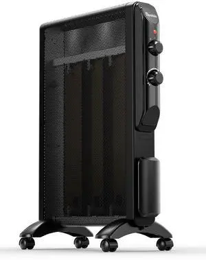 Electric Space Heater for Indoor Use 1500W, Large Room Heater with Thermostat, 2 Heat Settings, Fast Heating, Quiet, Safety Protection, Portable Mica Heater for Office Home Bedroom 120V Black