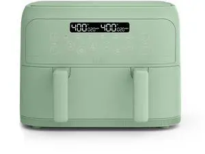4 Qt TriZone Air Fryer, EverGood Ceramic Nonstick Coating, Dual Basket Design w Removable Divider, Digital Touchscreen Control w 6 Preset Cooking Options, 1200 Watt, 3lb Capacity, Seaglass