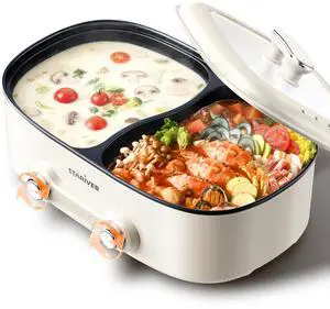 7L Electric Hot Pot with Divider, 1200W Electric Pot, 2-Temp Control (Separate Settings per Side) Shabu Shabu Pot, Non-Stick Hotpot Pot Electric, Perfect for Family Dinners & Parties