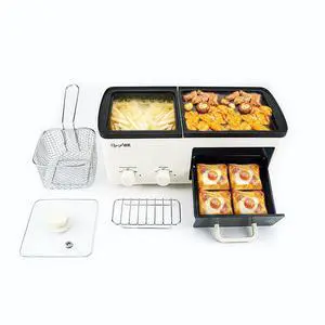 4 in 1 Hot Pot Electric with Grill and Frying Basket, Independent Dual Temperature Control, Fast Heating for Korean BBQ, Simmer, Boil, Fry, Roast, Off white 4 in 1 Hot Pot Electric with Grill and Frying Basket, Independent Dual Temperature Control, Fast Heating for Korean BBQ, Simmer, Boil, Fry, Roast, Off white