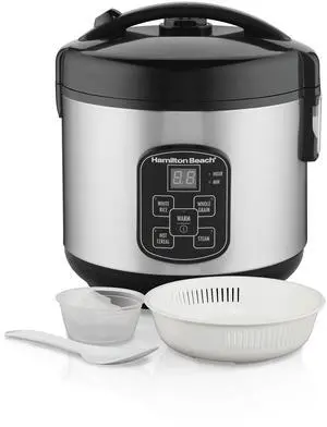 _Mega Brand  Digital Programmable Rice Cooker & Food Steamer, 8 Cups Cooked (4 Uncooked), With Steam & Rinse Basket, Stainless Steel (37518)