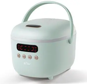 Bear Rice Cooker 4 Cups (UnCooked), Rice Cooker Small, 6 Cooking Functions, Advanced Fuzzy Logic Micom Technology, 24 Hours Preset Keep Warm, for White/Brown Rice Quinoa Oatmeal Soup Cake, 2L Green