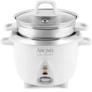 Housewares 6-Cup (Cooked yield ) / 1.2Qt. Select Stainless Pot-Style Rice Cooker, & Food Steamer, One-Touch Operation, White