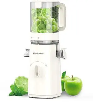 Cold Press Juicer,  Juicer Machines with Large Feeding Chute, Powerful Slow Juicer with Pulp Seperation, 99.6% Juice Purity, Easy to Clean, White