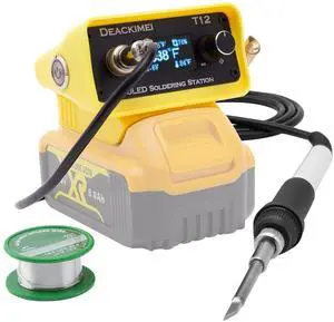 Cordless Soldering Iron Station for Dewalt 20V Max Battery, Temperature Adjustable, Auto Sleep & Low Voltage Protection, °C/ºF Conversion, OLED Digital Display, Lead-Free Solder (Tool Only)
