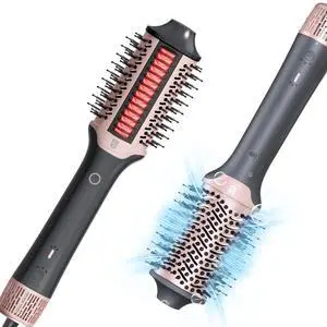 2-in-1 Blow Dryer Brush & Hair Straightener, Ionic & Ceramic Thermal Brush with Adjustable Heat & Cool Shot 110000 RPM Motor High-Speed Motor for Frizz-Free, Smoother & Voluminous Hair, Grey with Use