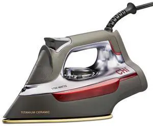 Iron for Clothes with 300+ Holes for Powerful Steam ing, Temperature Guide Dial, 1700 Watts, XL 10 Cord, 3-Way Auto Shutoff, Titanium Infused Ceramic Soleplate, Silver (13101)