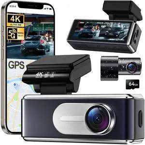 Dash Cam Front and Rear - 4K HD Dual Dash Camera for Cars, Built-in 5G WiFi GPS, 64GB Card, Dashcam with 3.2" IPS Screen, UHD Night Vision, HDR, App Control, 24H Parking Monitor Dash Cam Front and Rear - 4K HD Dual Dash Camera for Cars, Built-in 5G WiFi GPS, 64GB Card, Dashcam with 3.2" IPS Screen, UHD Night Vision, HDR, App Control, 24H Parking Monitor